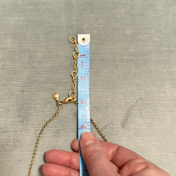 J.Crew blue gemstone vintage statement necklace with gold chain 9-12” drop - Picture 9 of 11